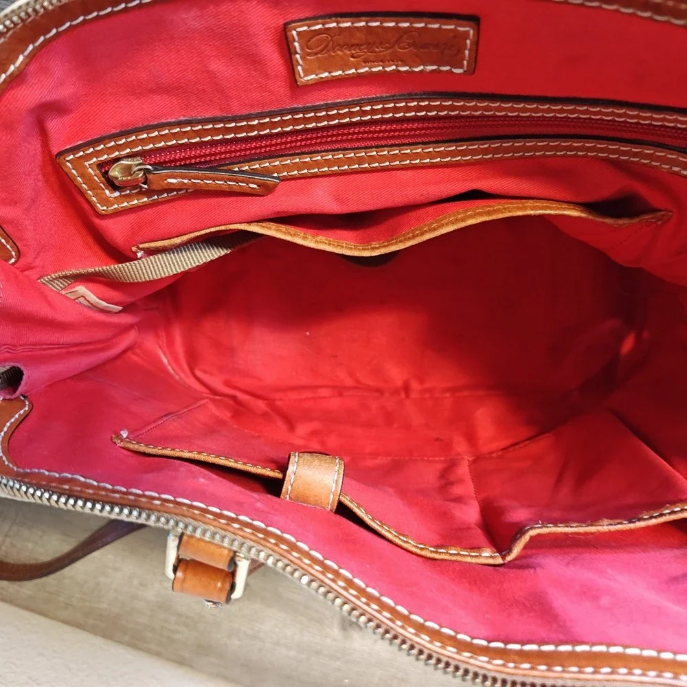 Dooney &‎ Bourke Zip Zip Satchel Cream Tan Pebbled Grain Leather Bag